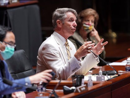 Rep. Robert Wittman, R-Va., speaks during a House Armed Services Committee hearing on Thursday, July 9, 2020, on Capitol Hill in Washington. (Greg Nash/Pool via AP)
