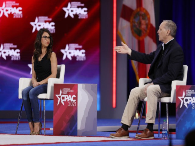 Rep. Lauren Boebert (R-CO) and Rep. Andy Biggs (R-AZ) discuss the Right to Bear Arms during the Conservative Political Action Conference held in the Hyatt Regency on February 27, 2021 in Orlando, Florida. Begun in 1974, CPAC brings together conservative organizations, activists, and world leaders to discuss issues important to …