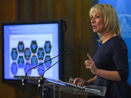 Russian Foreign Ministry spokeswoman Maria Zakharova speaks to the media in Moscow on March 2018. (Uri Kadobnov/AFP via Getty Images)