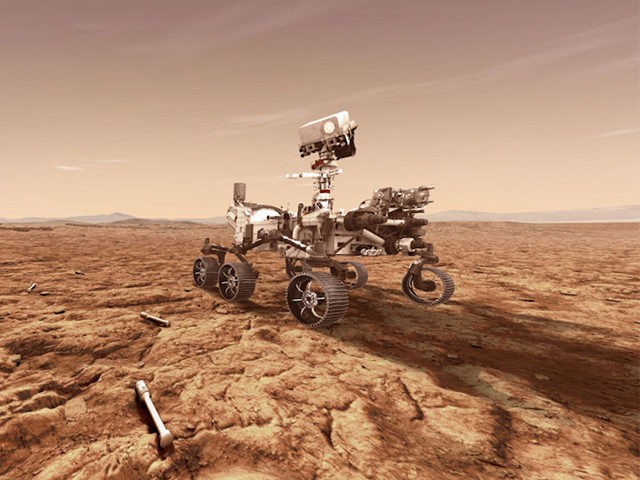UNSPECIFIED: In this concept illustration provided by NASA, NASA's Perseverance (Mars 2020) rover will store rock and soil samples in sealed tubes on the planet's surface for future missions to retrieve in the area known as Jezero crater on the planet Mars. A key objective for Perseverance's mission on Mars …