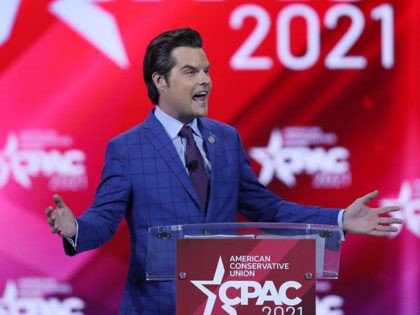 ORLANDO, FLORIDA - FEBRUARY 26: Rep. Matt Gaetz (R-FL) addresses the Conservative Politica