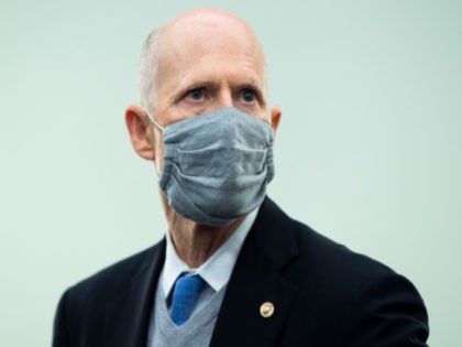 Sen. Rick Scott (R-FL) arrives for the confirmation hearing for Gina Raimondo, nominee for Secretary of Commerce, before the Senate Commerce, Science, and Transportation Committee in the Russell Senate Office Building on January 26, 2021 in Washington, DC. If confirmed, Raimondo will leave her post as Governor of Rhode Island. …