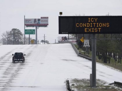 Road sign warns of icing conditions in San Antonio, Texas. (AP Photo: David J. Phillip)