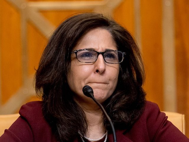 Neera Tanden, nominee for Director of the Office of Management and Budget (OMB), testifies during a Senate Committee on the Budget hearing on Capitol Hill in Washington, DC on February 10, 2021. (Andrew Harnik/POOL/AFP via Getty Images)