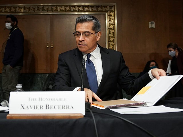 Xavier Becerra, nominee for Secretary of Health and Human Services, is seen at the start of a break at his Senate Finance Committee nomination hearing on February 24, 2021 at Capitol Hill in Washington, DC. - If confirmed, Becerra would be the first Latino secretary of HHS. (Photo by Greg …