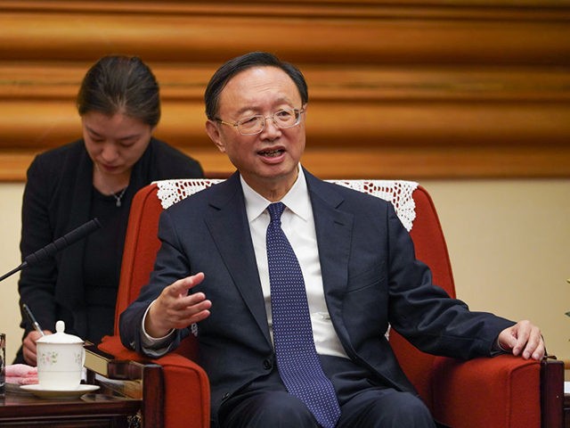BEIJING, CHINA - SEPTEMBER 12: Member of the Politburo of the Communist Party of China Yang Jiechi speaks with Malaysian Foreign Minister Dato’ Saifuddin Abdullah (not pictured) during the meeting on September 12, 2019 in in Zhongnanhai, Beijing, China. (Photo by Andrea Verdelli/Pool/Getty Images)