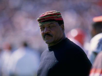 19 Sep 1993: Hall of Fame running back Jim Brown looks on during a game between the Cleveland Browns and the Los Angeles Raiders at the Los Angeles Memorial Coliseum in Los Angeles, California. The Browns won the game, 19-16. Mandatory Credit: Markus Boesch /Allsport