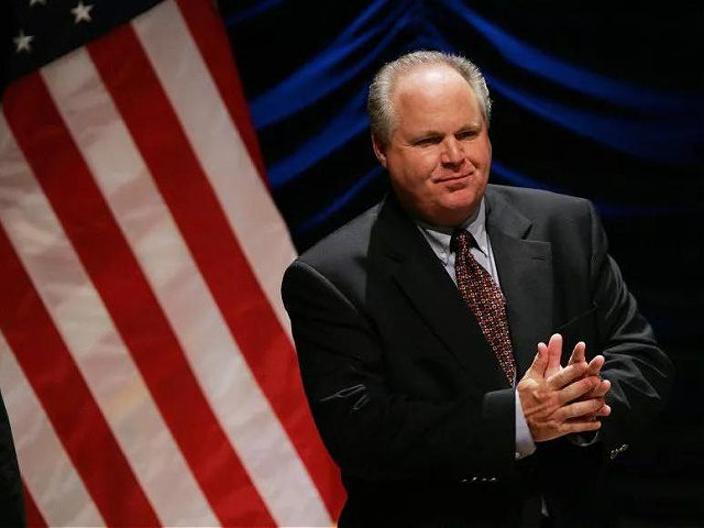 WASHINGTON - JUNE 23: Radio personality Rush Limbaugh interacts with the audience before the start of a panel discussion "'24' and America's Image in Fighting Terrorism: Fact, Fiction, or Does It Matter?", June 23, 2006 in Washington, DC. Radio personality Rush Limbaugh moderated a discussion sponsored by the Heritage Foundation …