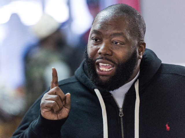 COLUMBIA, SC - FEBRUARY 26, 2016: Rapper Killer Mike talks about the upcoming South Carolina Democratic presidential primary at Smoke's Barber Shop Friday, February 26, 2016 in Columbia, South Carolina. Michael Render, aka Killer Mike, campaigned for Democratic presidential candidate Bernie Sanders in the state capital the day before voters …