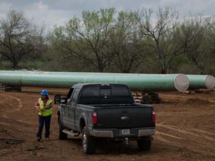 The Double Eagle Pipeline is built on March 12, 2019, just outside Cotulla, Texas, for fut