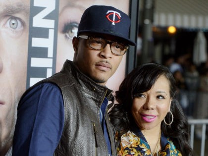 LOS ANGELES, CA - FEBRUARY 04: Actor/rapper T.I. (L) and his wife Tiny arrive at the premi