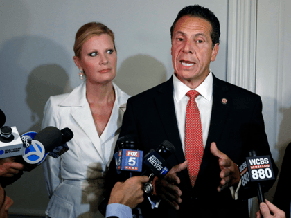 In this Sept. 13, 2018 file photo, New York Gov. Andrew Cuomo is accompanied by his girlfr