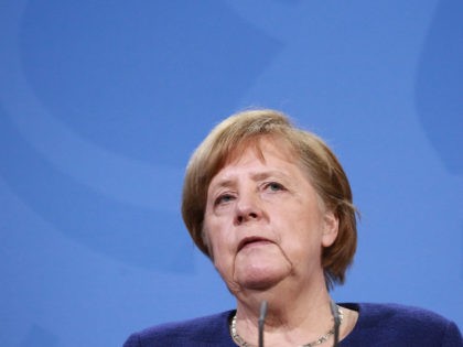 BERLIN, GERMANY - FEBRUARY 25: German Chancellor Angela Merkel speaks after a virtual European Council meeting on February 25, 2021 in Berlin, Germany. (Photo by Christian Marquardt - Pool/Getty Images)