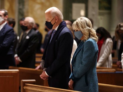 WASHINGTON, DC - JANUARY 20: U.S. President-elect Joe Biden and Dr. Jill Biden attend services at the Cathedral of St. Matthew the Apostle with Congressional leaders prior the 59th Presidential Inauguration ceremony on January 20, 2021 in Washington, DC. During today's inauguration ceremony Joe Biden becomes the 46th president of …