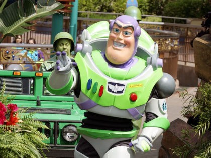 Buzz Lightyear attends the official opening of the new Tomorrowland attraction "Buzz Lightyear Astro Blasters" during the Disneyland 50th Anniversary Celebration at Disneyland Park on May 4, 2005 in Anaheim, California. (Frazer Harrison/Getty Images)
