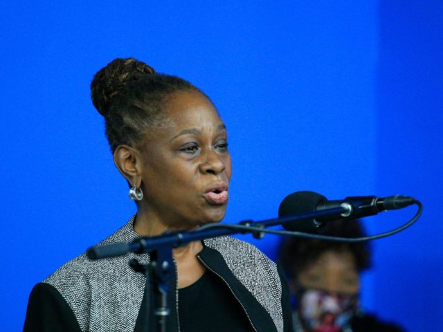 New York First Lady Chirlane McCray speaks at a Memorial for former New York Mayor David D