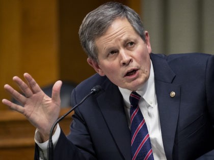 Sen. Steve Daines (R-MT) directs a question about limiting abortions to Xavier Becerra, no