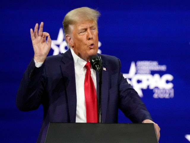 Former president Donald Trump speaks at the Conservative Political Action Conference (CPAC