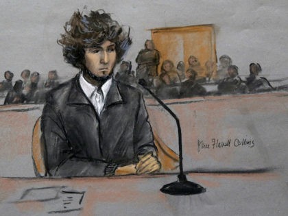 In this Thursday, Dec. 18, 2014 courtroom sketch, Boston Marathon bombing suspect Dzhokhar