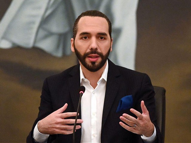 Salvadoran President Nayib Bukele speaks during the beginning of the delivery of computers to students in public sector educational centers, at the presidential house in San Salvador, El Salvador, on February 22, 2021. (Photo by MARVIN RECINOS / AFP) (Photo by MARVIN RECINOS/AFP via Getty Images)