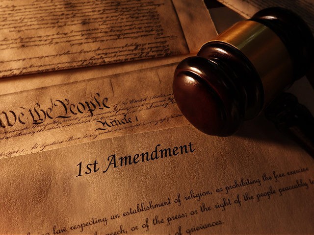 Brooks - First Amendment and US Constitution text with legal gavel