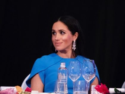 SUVA, FIJI - OCTOBER 23: Meghan, Duchess of Sussex attends the State dinner on October 23