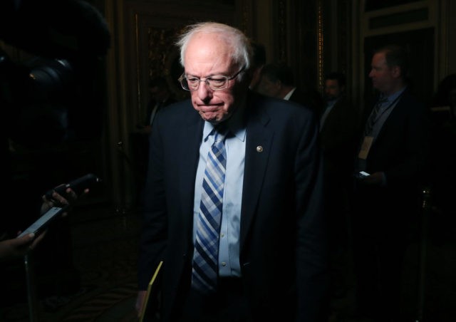 WASHINGTON, DC - JANUARY 21: Sen. Bernie Sanders (I-VT) talks to reporters at the U.S. Capitol January 21, 2020 in Washington, DC. Today marks day one of the Senate impeachment trial against President Trump. (Photo by Mark Wilson/Getty Images)