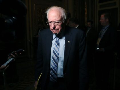WASHINGTON, DC - JANUARY 21: Sen. Bernie Sanders (I-VT) talks to reporters at the U.S. Cap
