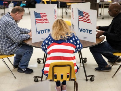 HERNDON, VA - MARCH 03: Voters fill in their ballots for the Democratic presidential primary election at a polling place in Armstrong Elementary School on Super Tuesday, March 3, 2020 in Herndon, Virginia. 1,357 Democratic delegates are at stake as voters cast their ballots in 14 states and American Samoa …