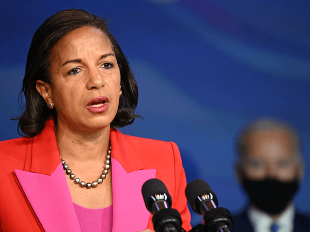 inflation Susan Rice speaks on December 11, 2020, after being nominated to be Director of the White House Domestic Policy Council by US President-elect Joe Biden (R), in Wilmington, Delaware. (Photo by JIM WATSON / AFP) (Photo by JIM WATSON/AFP via Getty Images)