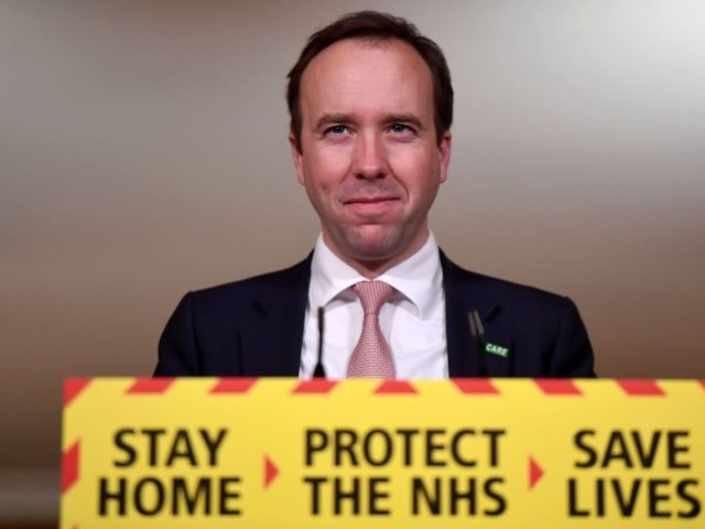 Britain's Health Secretary Matt Hancock speaks during a virtual press conference on t
