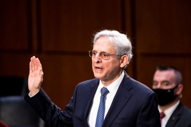 WASHINGTON, DC - FEBRUARY 22: U.S. Attorney General nominee Merrick Garland is sworn in for his confirmation hearing in the Senate Judiciary Committee on February 22, 2021 in Washington, DC. Garland was previously the Chief Judge on the U.S. Court of Appeals for the D.C. Circuit and former President Barack …