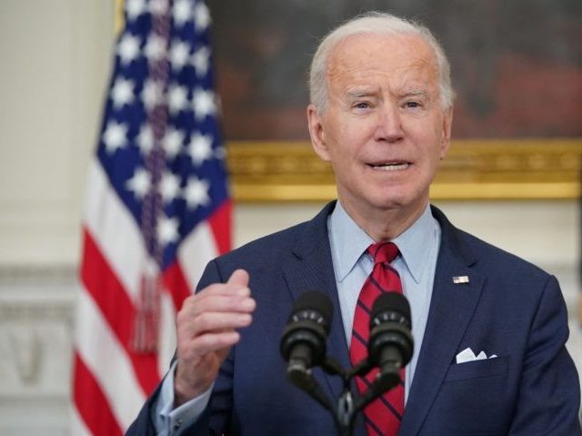 US President Joe Biden speaks about the Colorado shootings in the State Dining Room of the