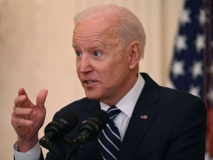 US President Joe Biden speaks during his first press briefing in the East Room of the White House in Washington, DC, on March 25, 2021. - Biden said Thursday that the United States will "respond accordingly" if North Korea escalates its missile testing. (Photo by Jim WATSON / AFP) (Photo …