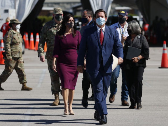 MIAMI GARDENS, FLORIDA - JANUARY 06: Florida Governor Ron DeSantis arrives for a press con
