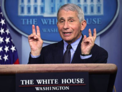 WASHINGTON, DC - JANUARY 21: Dr Anthony Fauci, Director of the National Institute of Allergy and Infectious Diseases, speaks during a White House press briefing, conducted by White House Press Secretary Jen Psaki, at the James Brady Press Briefing Room of the White House January 21, 2021 in Washington, DC. …