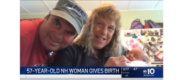 Barbara Higgins and husband Kenny Banzhoff with their newborn Jack. Screenshot via NBC 10