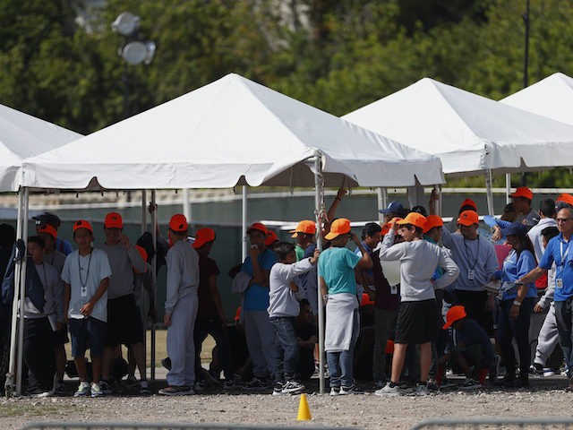 In this Monday, May 6, 2019 file photo, migrant children stand outside the Homestead Tempo