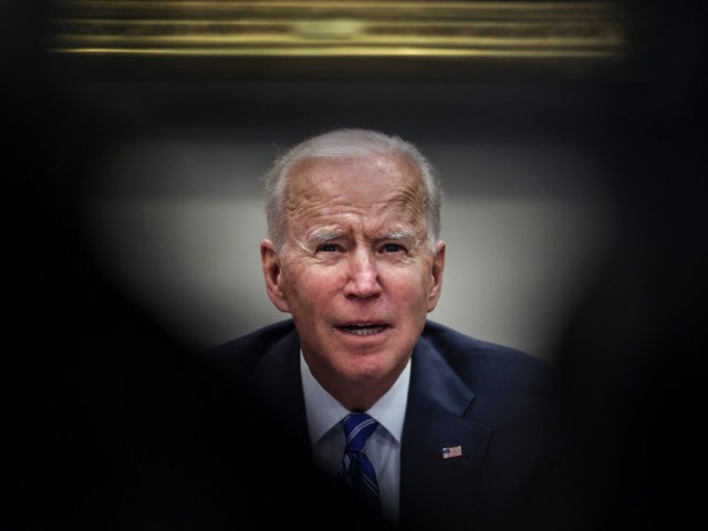 WASHINGTON, DC - MARCH 04: US President Joe Biden speaks during a virtual call to congratulate the NASA JPL Perseverance team on the successful Mars Landing in the Roosevelt Room of the White House on March 4, 2021 in Washington, DC. (Photo by Oliver Contreras-Pool/Getty Images)