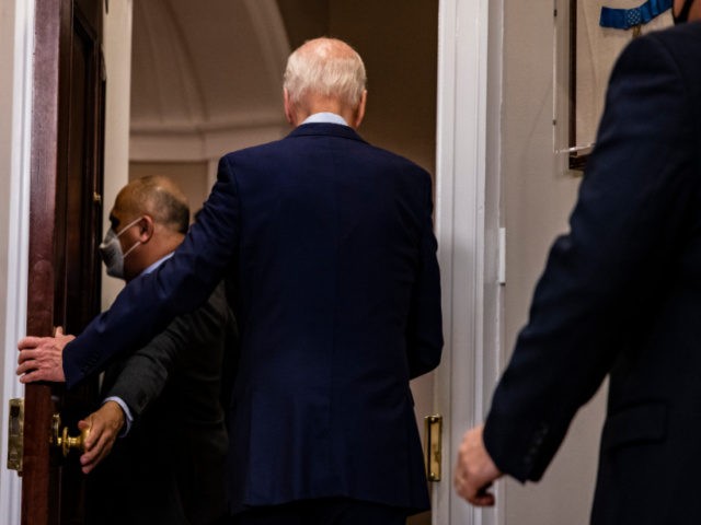 U.S. President Joe Biden departs after addressing the nation about the new coronavirus relief package from the Rosevelt Room of The White House on February 27, 2021 in Washington, DC. President Biden urged the Senate to quickly pass his $1.9 trillion coronavirus relief package, which the House quickly approved earlier …