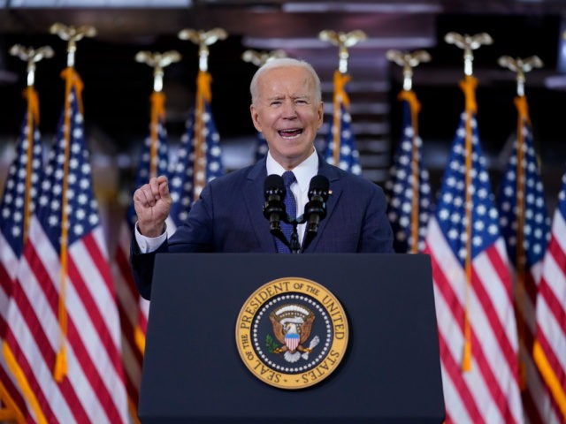 President Joe Biden delivers a speech on infrastructure spending at Carpenters Pittsburgh