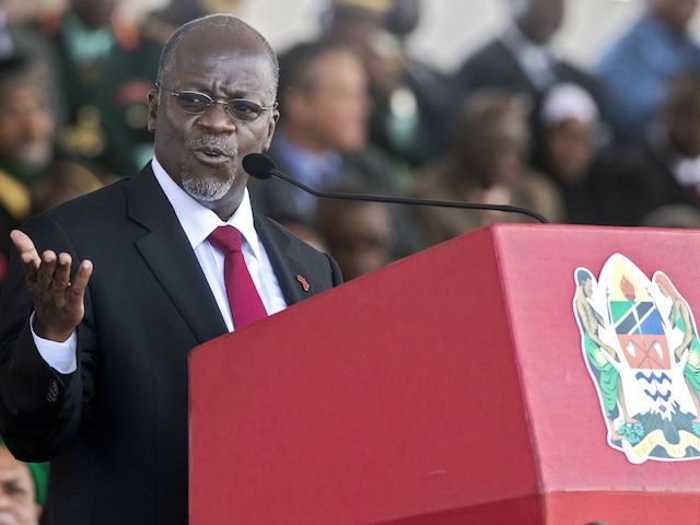 Tanzania's newly elected president John Magufuli delivers a speech during the swearing in