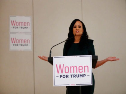 Katrina Pierson, Senior Advisor to Donald J. Trump for President, Inc. speaks during a training session for Women for Trump, An Evening to Empower, in Troy, Mich., Thursday, Aug. 22, 2019. President Donald Trump's campaign is rallying and training a corps of female defenders, mindful that Trump's shaky standing with …