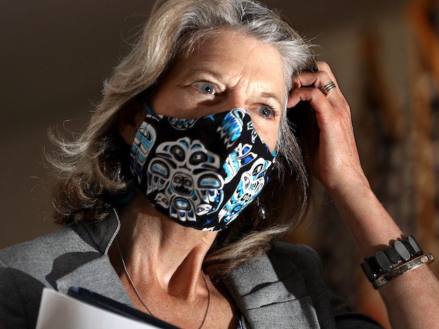 Sen. Lisa Murkowski (R-AK) arrives for the weekly Senate Republican policy luncheon in the