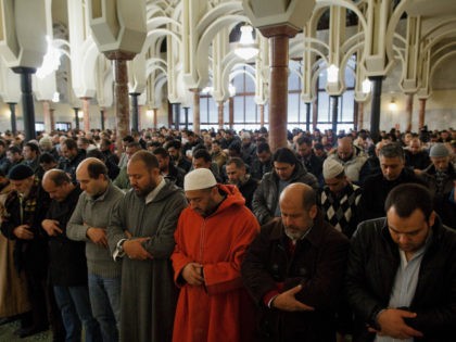 MADRID, SPAIN - JANUARY 30: Muslim men pray during Friday prayer at Madrid's Islamic Cultu