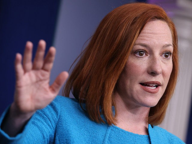 White House Press Secretary Jen Psaki talks to reporters during her daily news conference in the Brady Press Briefing room at the White House on March 22, 2021 in Washington, DC. Psaki fielded questions about U.S.-China relations, the spike in children crossing the southern border from Mexico and the ongoing …
