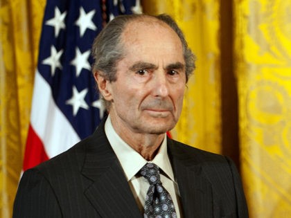 Novelist Philip Roth stands during a ceremony at the White House in Washington, DC, March