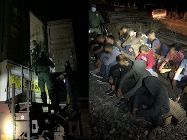 16 Migrants found in conex box on a train near Hebbronville, Texas. (Photos: U.S. Border Patrol/Laredo Sector)