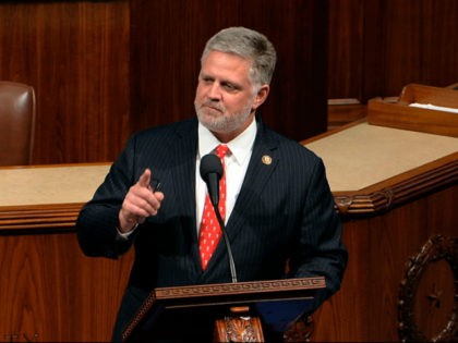 Rep. Drew Ferguson, R-Ga., speaks as the House of Representatives debates the articles of impeachment against President Donald Trump at the Capitol in Washington, Wednesday, Dec. 18, 2019. (House Television via AP)
