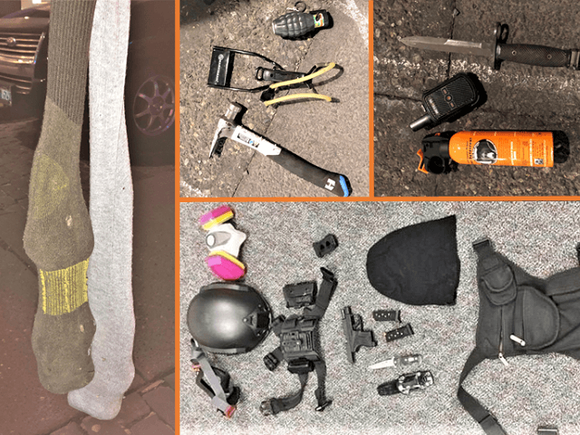 Weapons seized from Antifa rioters during a March 12 event in Portland, Oregon. (Photos: Portland Police Bureau)